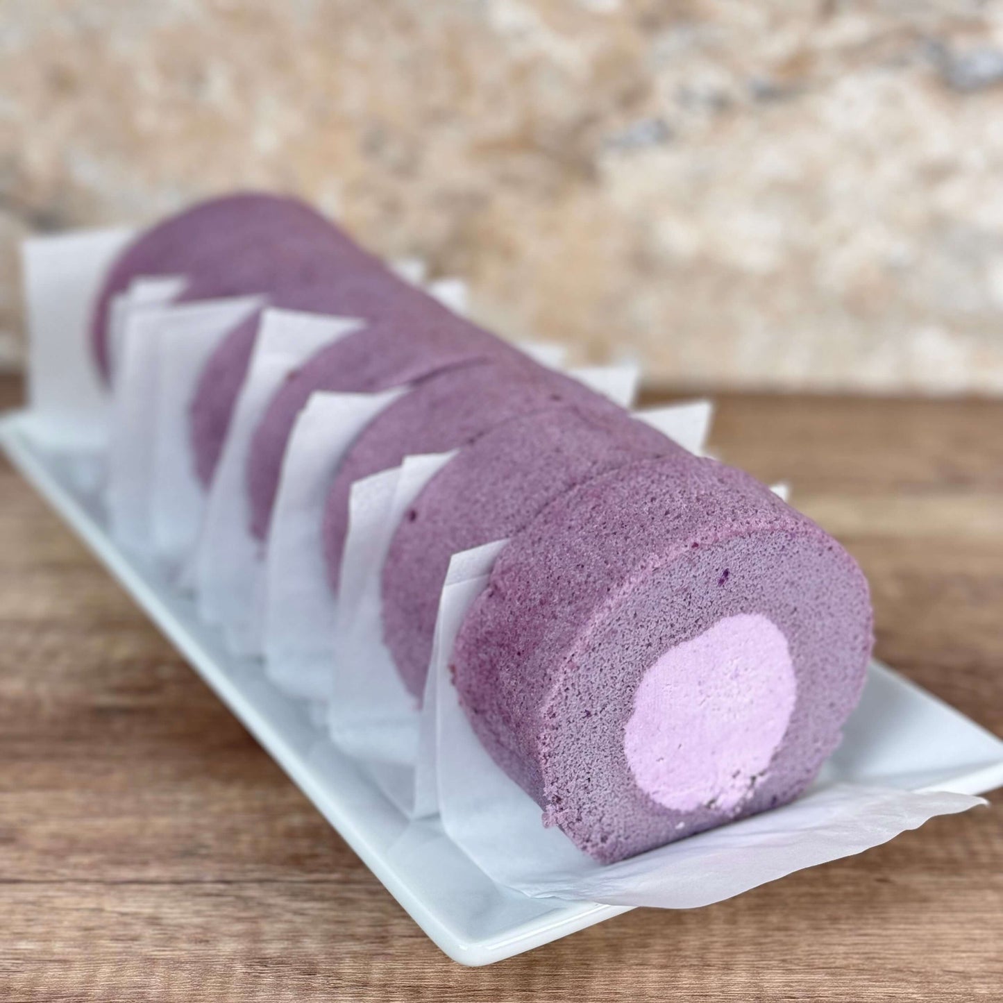 Ube Cake Roll with Taro Filling ( low Sugar, Organic Ingredients) - Junabakes