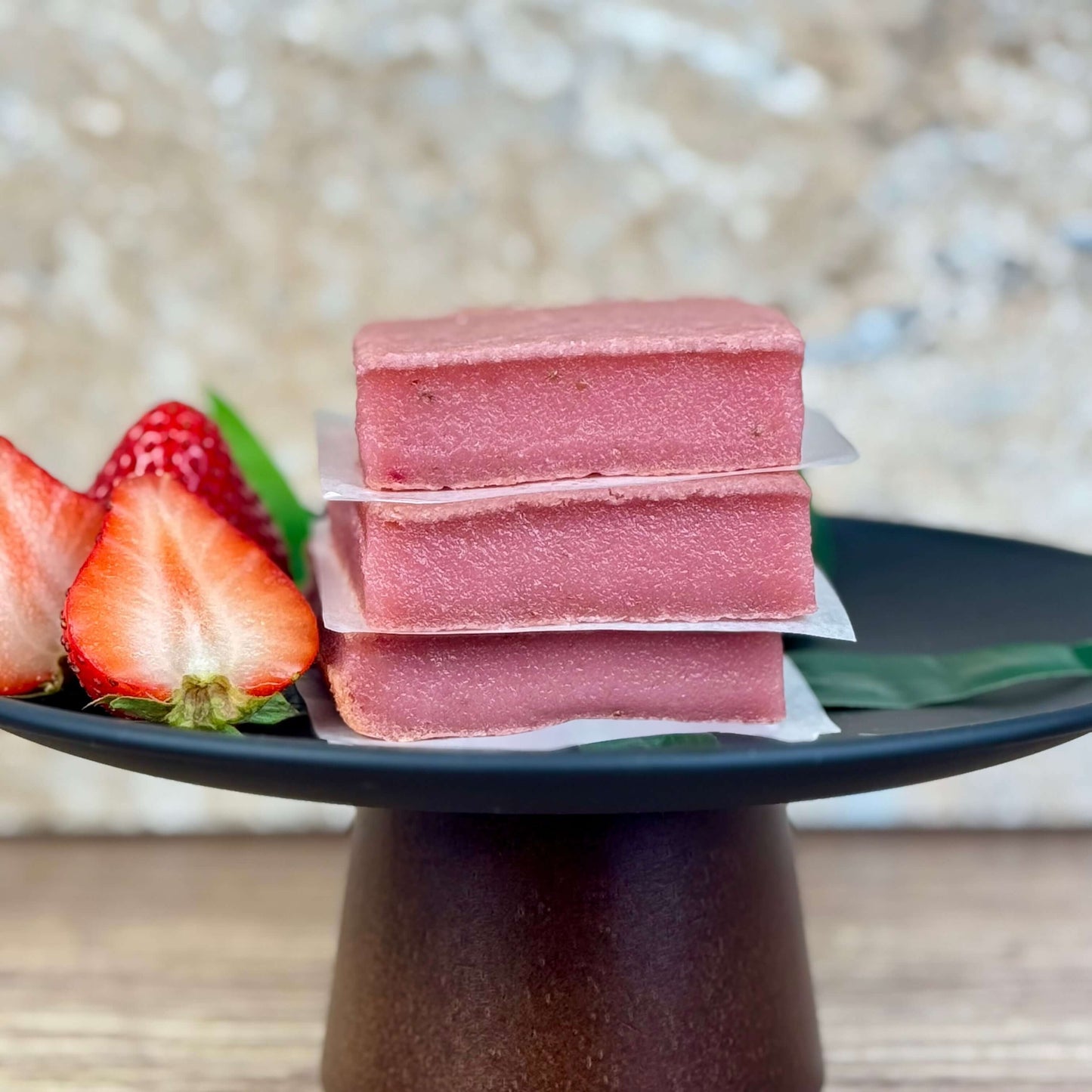 Vegan Strawberry Mochi Cake Bars Organic