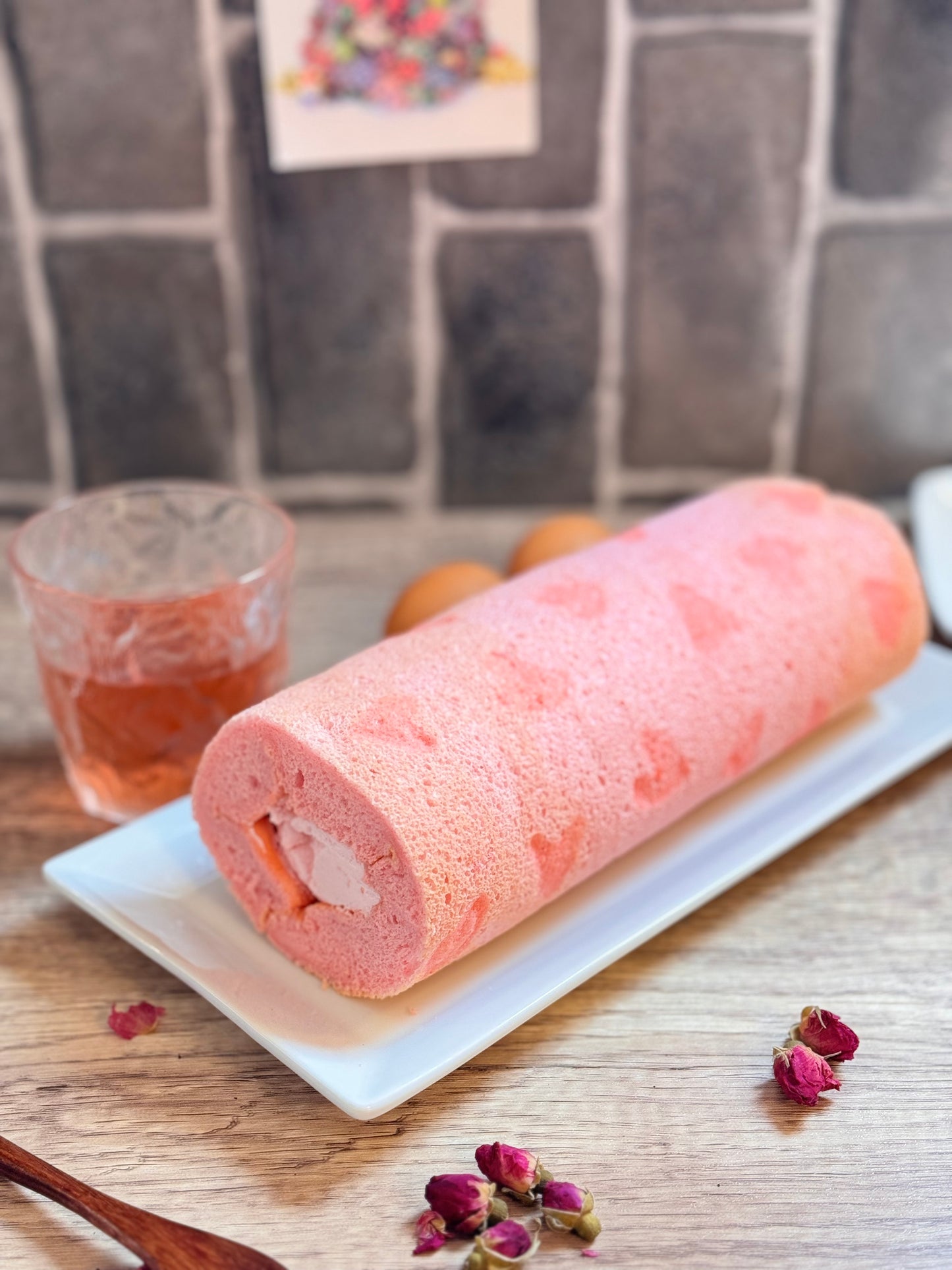 Rose Strawberry Cake Roll