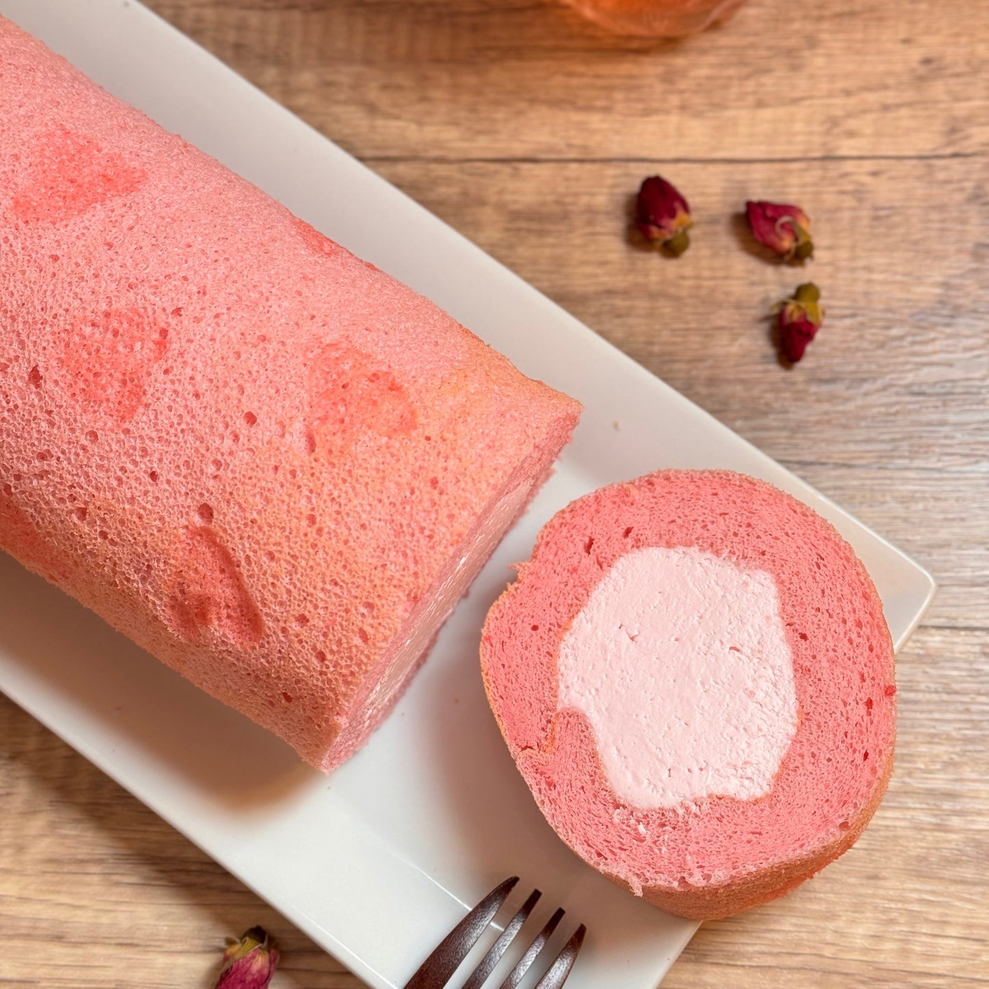 Rose Strawberry Cake Roll