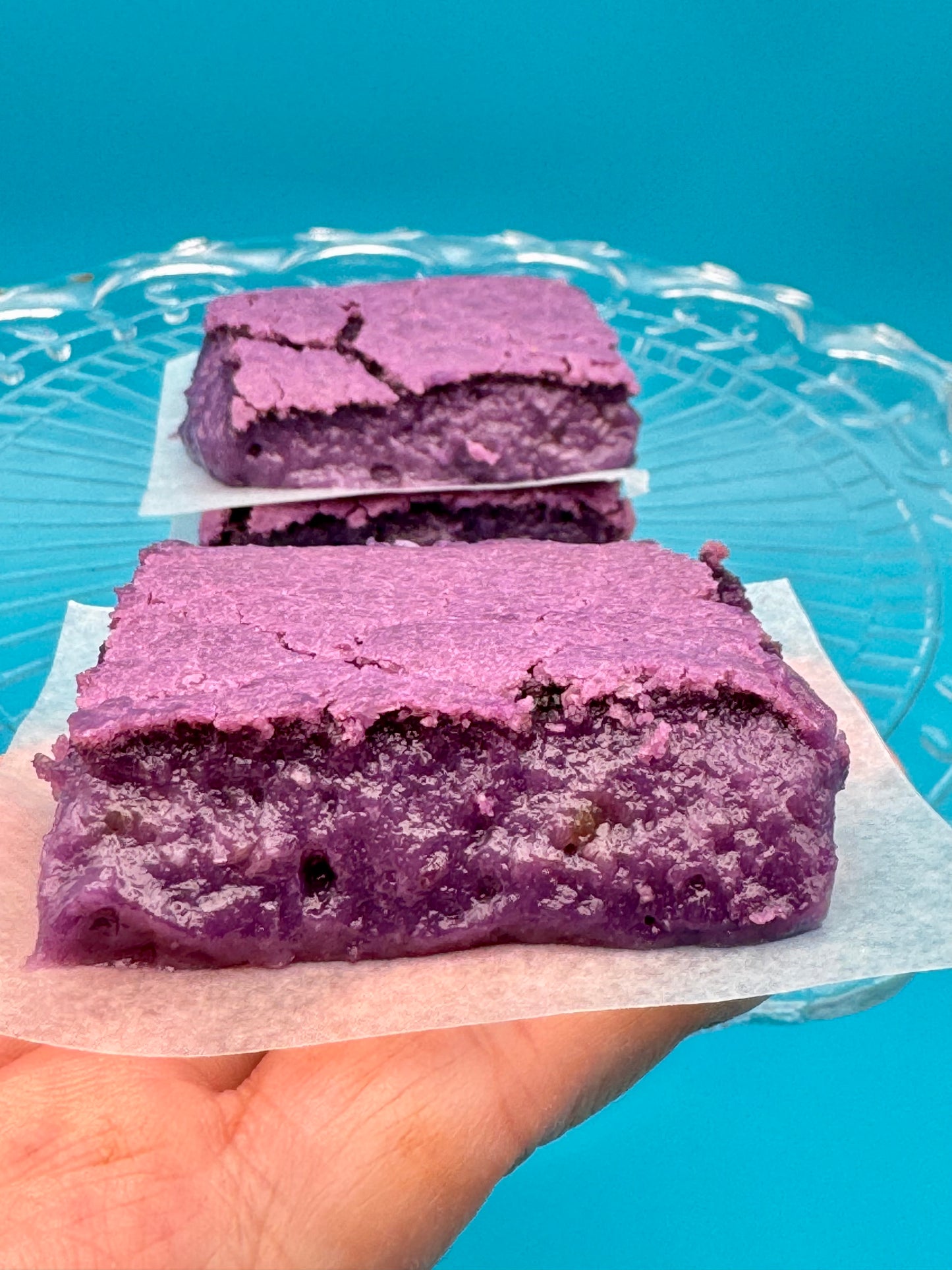 Organic Ube Coconut Butter Mochi Cake Bars (Gluten Free 9 Pieces) Vegan/Non Vegan