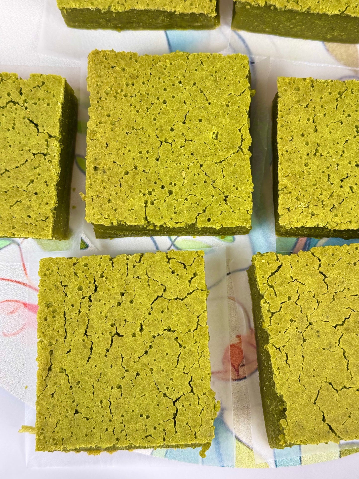 Matcha Butter Mochi Cake Bars (9 Pieces) Vegan/Non Vegan, Gluten Free Organic Ingredients