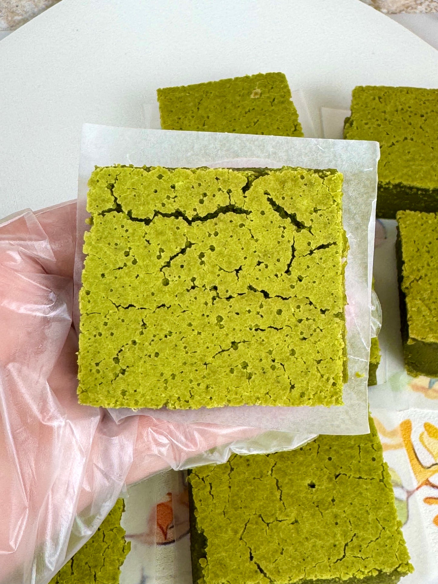 Matcha Butter Mochi Cake Bars (9 Pieces) Vegan/Non Vegan, Gluten Free Organic Ingredients