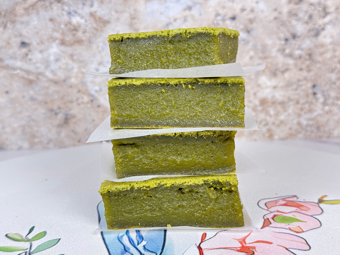 Matcha Butter Mochi Cake Bars (9 Pieces) Vegan/Non Vegan, Gluten Free Organic Ingredients